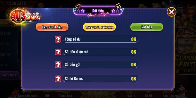 8US có chính sách rút tiền minh bạch, an toàn